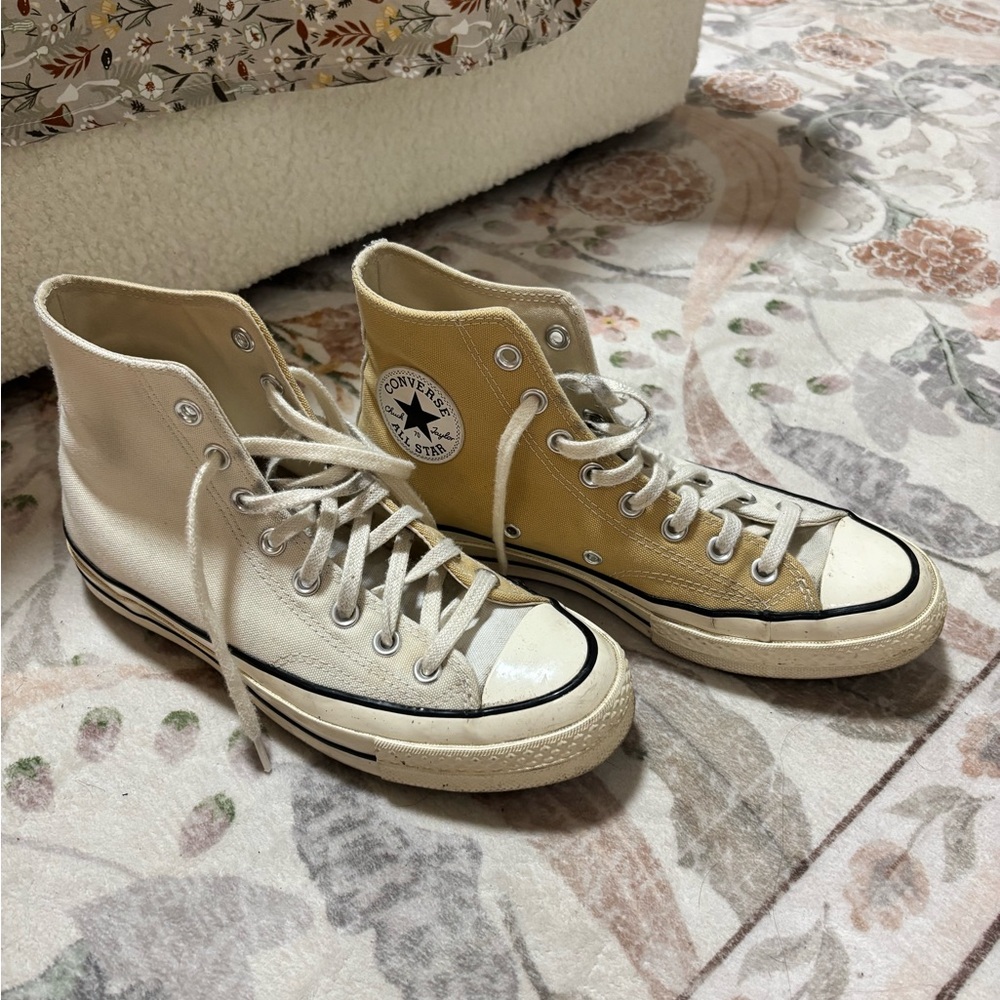 Converse High-Tops in Cream and Tan